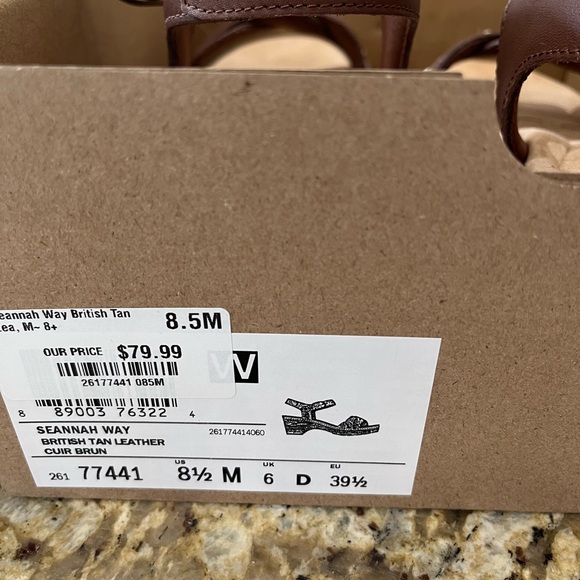 Clark’s Seannah Way British Tan Leather Platform Sandal NWT 8.5 - Picture 3 of 7